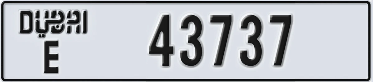 UAE License Plate Dubai E 43737