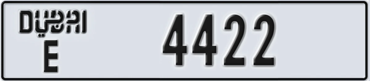 UAE License Plate Dubai E 4422