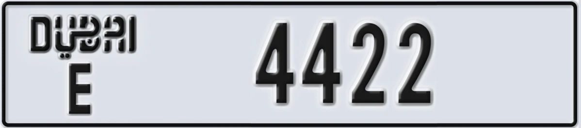 UAE License Plate Dubai E 4422