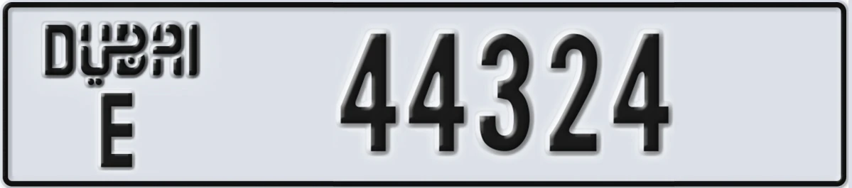 UAE License Plate Dubai E 44324