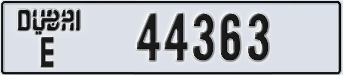 UAE License Plate Dubai E 44363