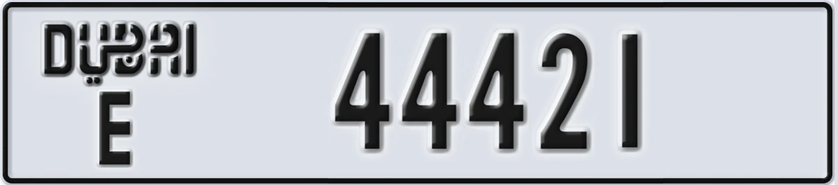 UAE License Plate Dubai E 44421