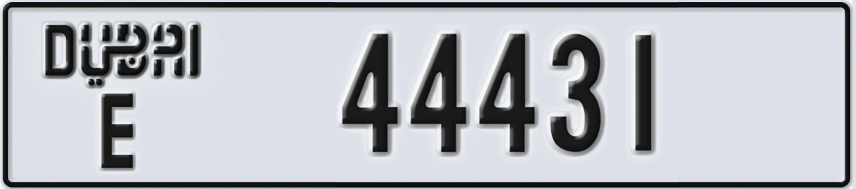 UAE License Plate Dubai E 44431