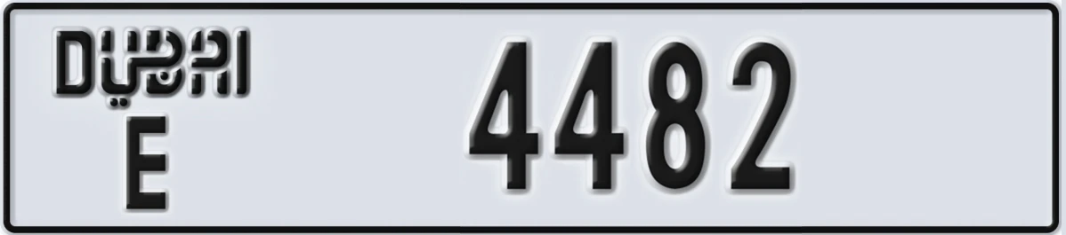 UAE License Plate Dubai E 4482