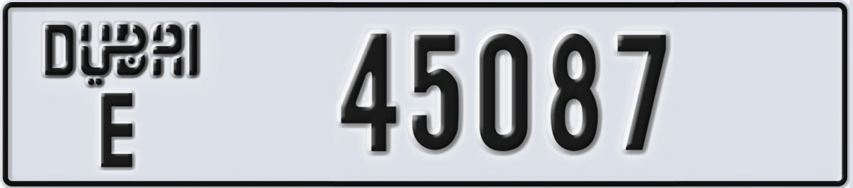 UAE License Plate Dubai E 45087