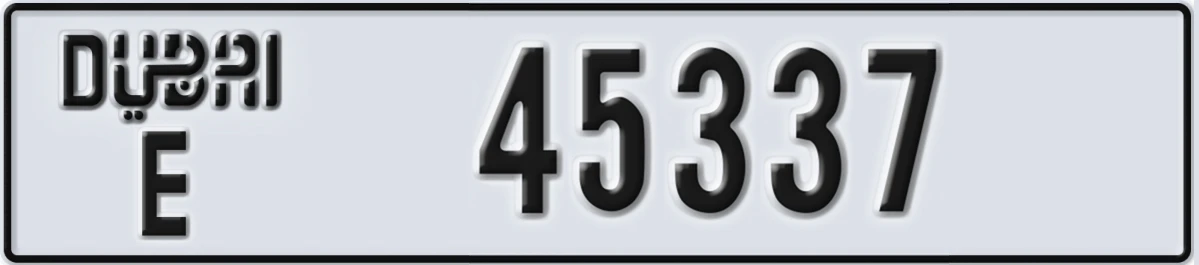 UAE License Plate Dubai E 45337