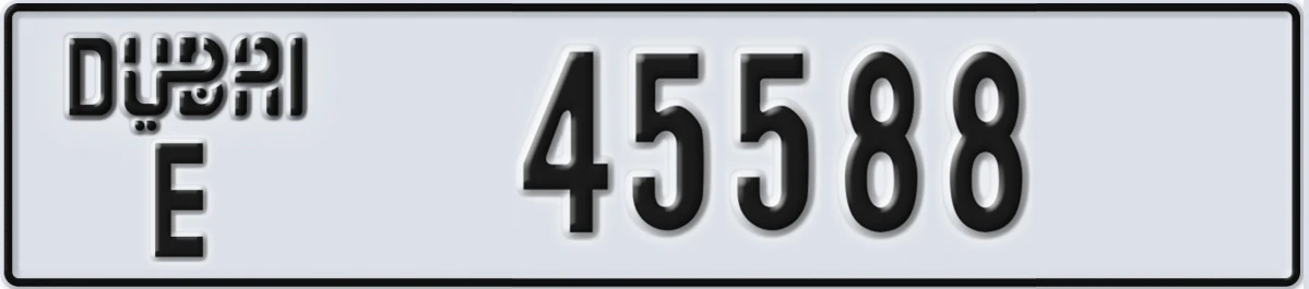 UAE License Plate Dubai E 45588