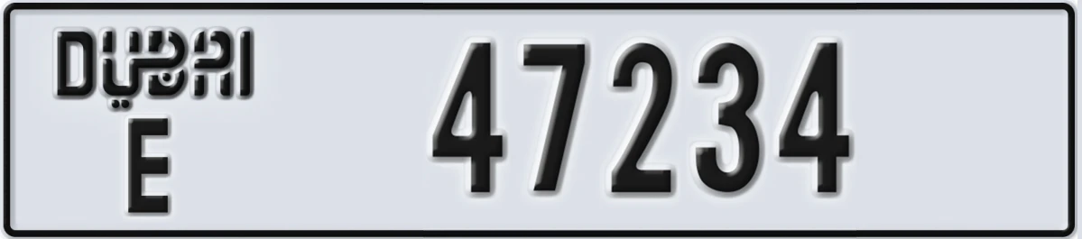 UAE License Plate Dubai E 47234