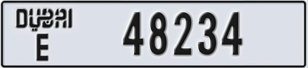 UAE License Plate Dubai E 48234