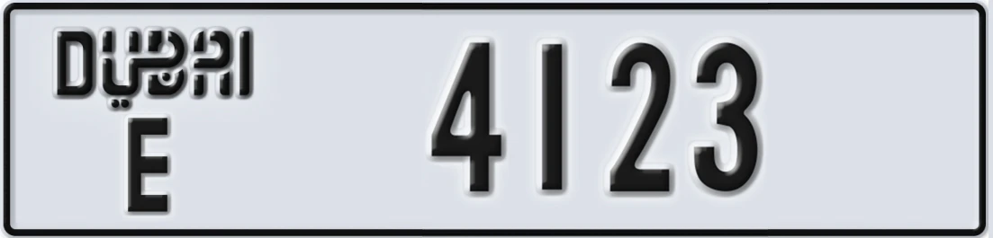 UAE License Plate Dubai E 4X123