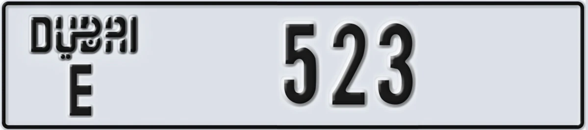 UAE License Plate Dubai E 523