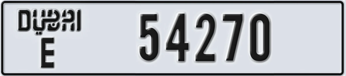 UAE License Plate Dubai E 54270