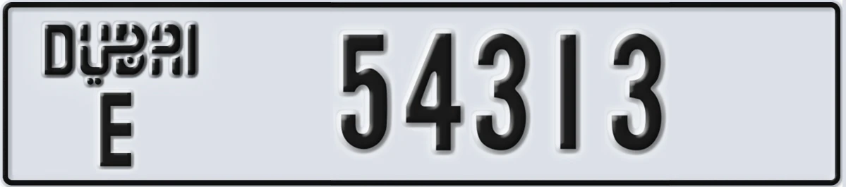UAE License Plate Dubai E 54313