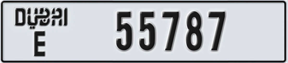 UAE License Plate Dubai E 55787