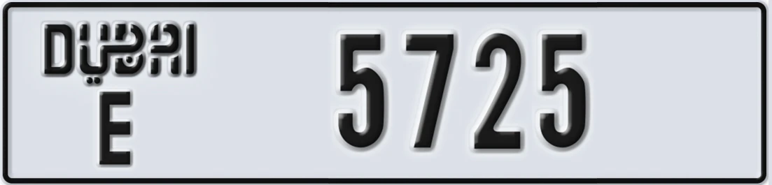 UAE License Plate Dubai E 5X725
