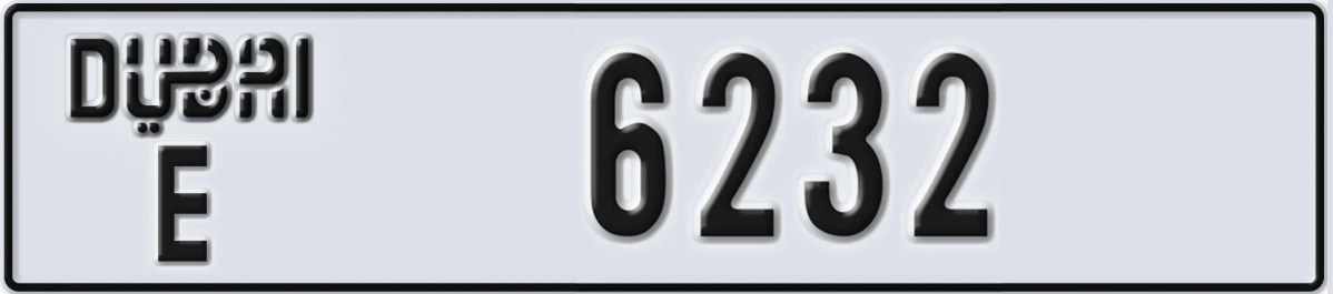 UAE License Plate Dubai E 6232