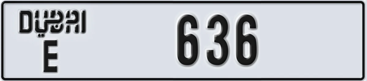 UAE License Plate Dubai E 636