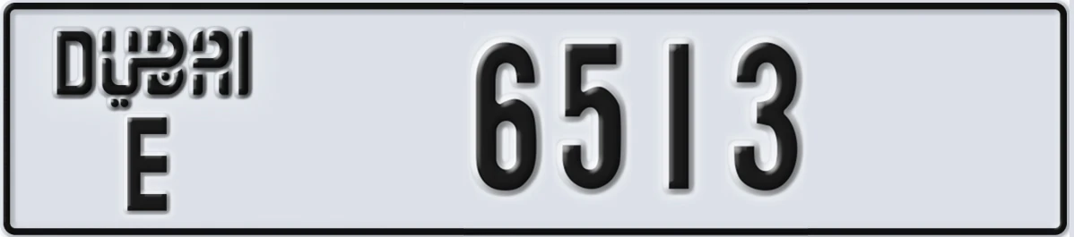 UAE License Plate Dubai E 6513