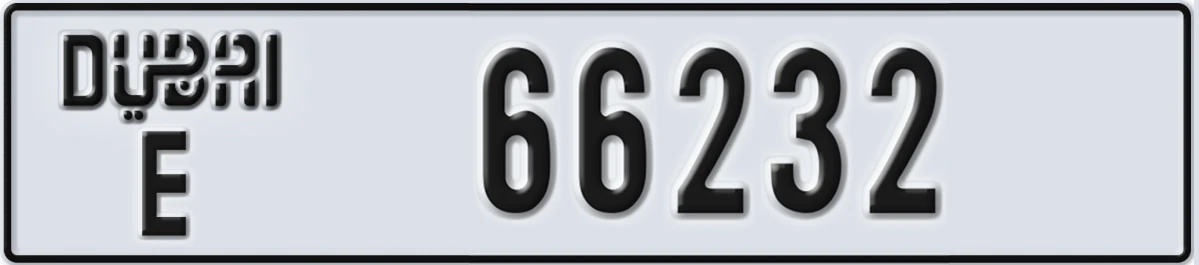 UAE License Plate Dubai E 66232