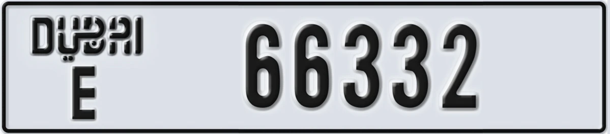 UAE License Plate Dubai E 66332