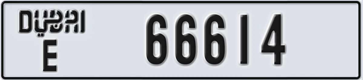 UAE License Plate Dubai E 66614