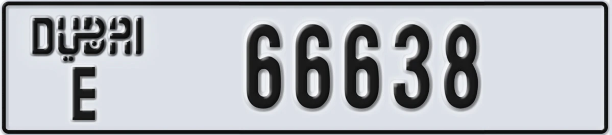 UAE License Plate Dubai E 66638