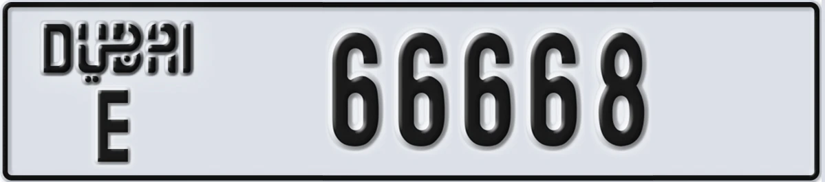 UAE License Plate Dubai E 66668