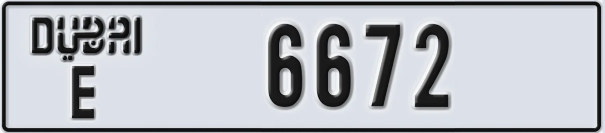 UAE License Plate Dubai E 6672