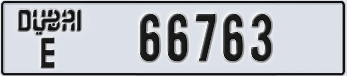UAE License Plate Dubai E 66763