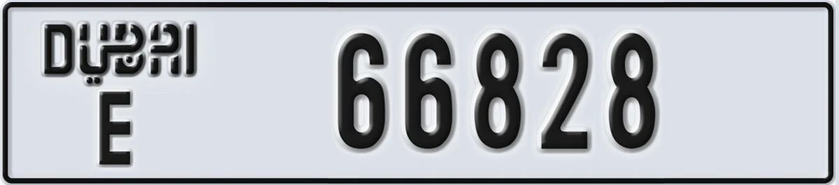 UAE License Plate Dubai E 66828