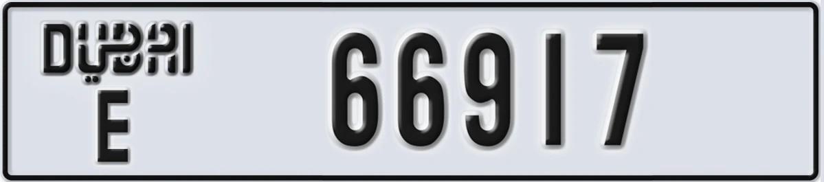 UAE License Plate Dubai E 66917