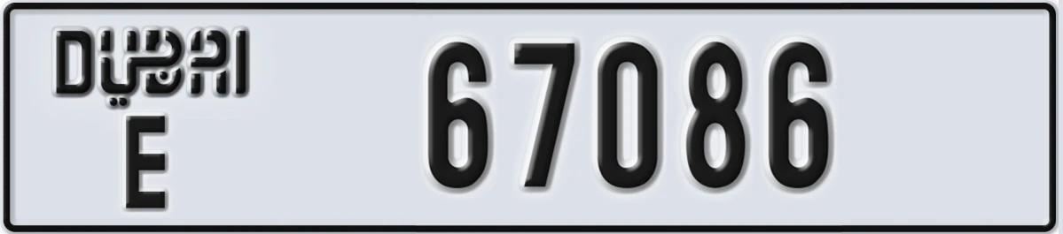 UAE License Plate Dubai E 67086