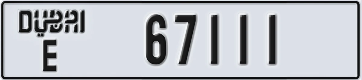 UAE License Plate Dubai E 67111