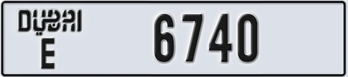 UAE License Plate Dubai E 6740