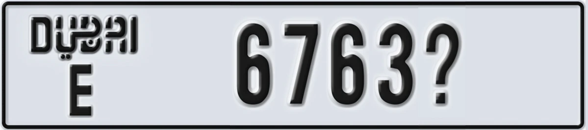 UAE License Plate Dubai E 6763X