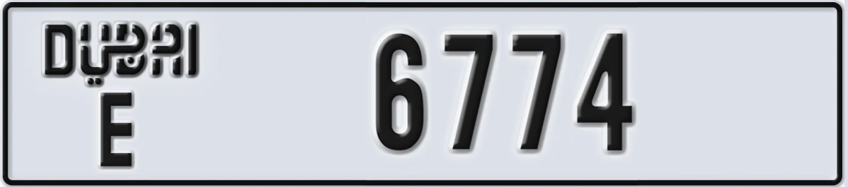 UAE License Plate Dubai E 6774