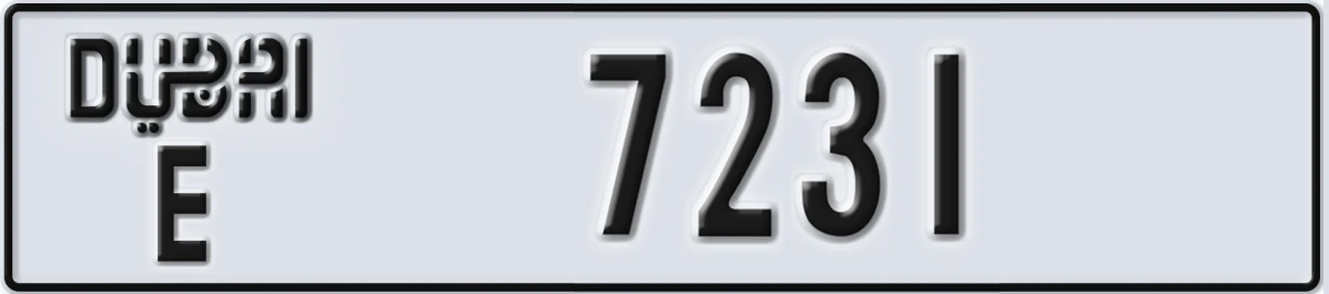 UAE License Plate Dubai E 7231