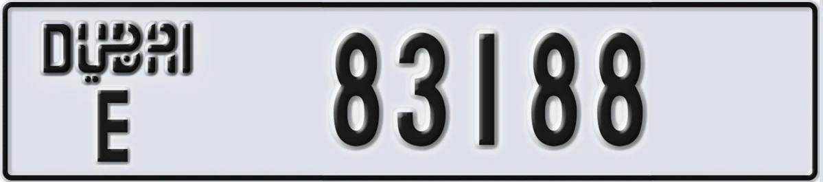 UAE License Plate Dubai E 83188