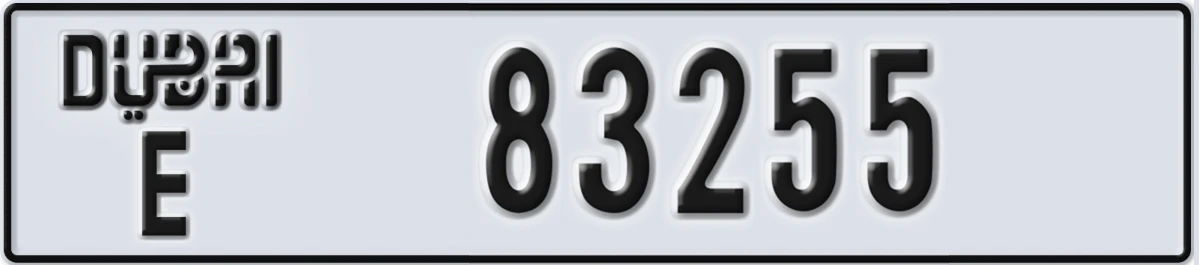 UAE License Plate Dubai E 83255