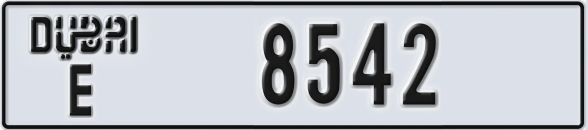 UAE License Plate Dubai E 8542