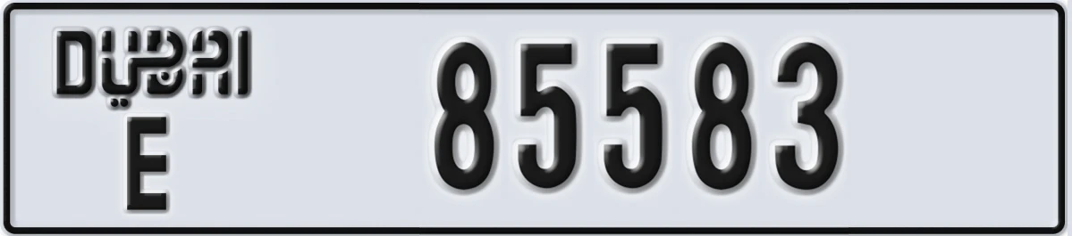UAE License Plate Dubai E 85583