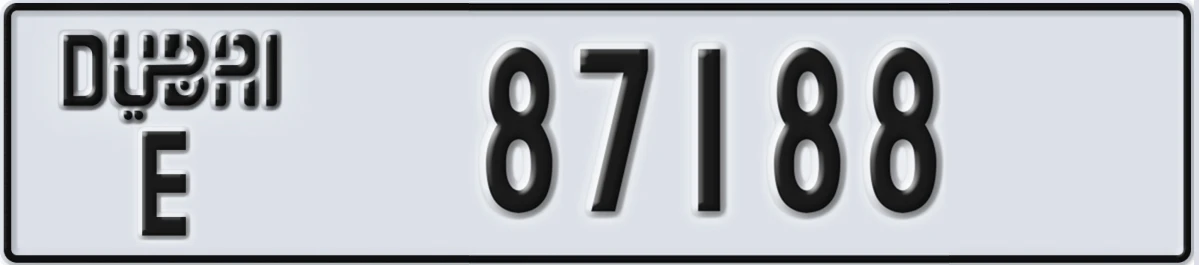 UAE License Plate Dubai E 87188