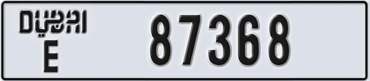 UAE License Plate Dubai E 87368