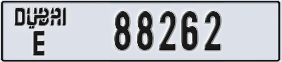 UAE License Plate Dubai E 88262