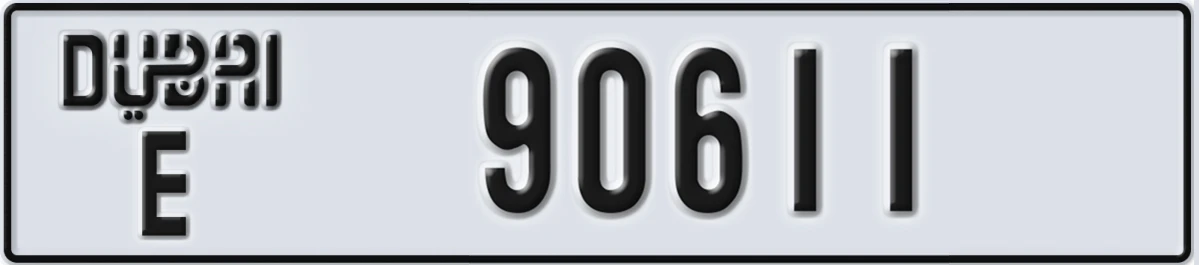 UAE License Plate Dubai E 90611