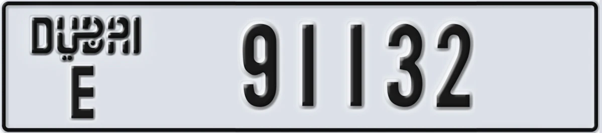 UAE License Plate Dubai E 91132
