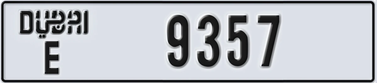 UAE License Plate Dubai E 9357