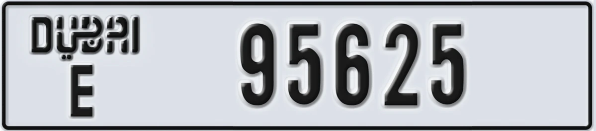 UAE License Plate Dubai E 95625