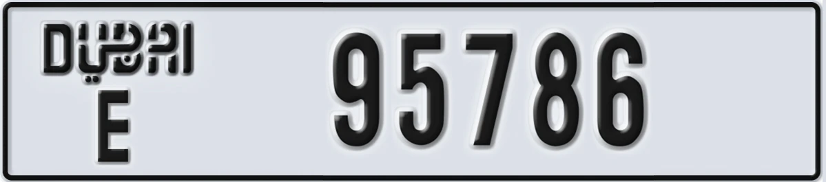 UAE License Plate Dubai E 95786