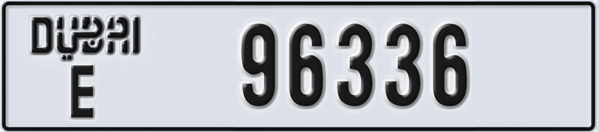 UAE License Plate Dubai E 96336